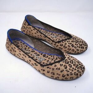 Rothy's The Flat Women's Knit Leopard Animal Spotted Print Slip On Ballet Flats